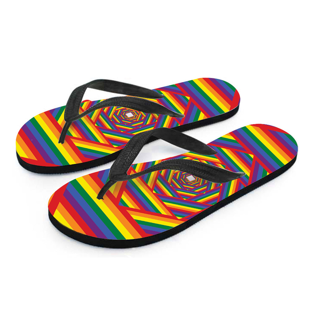 Abstract Rainbow LGBT Stripes Print Flip Flops