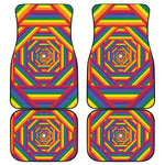 Abstract Rainbow LGBT Stripes Print Front and Back Car Floor Mats