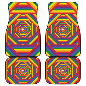 Abstract Rainbow LGBT Stripes Print Front and Back Car Floor Mats