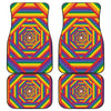 Abstract Rainbow LGBT Stripes Print Front and Back Car Floor Mats