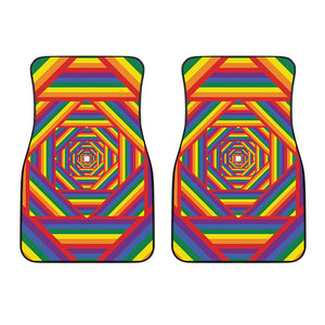 Abstract Rainbow LGBT Stripes Print Front Car Floor Mats