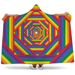 Abstract Rainbow LGBT Stripes Print Hooded Blanket