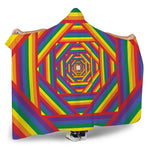 Abstract Rainbow LGBT Stripes Print Hooded Blanket