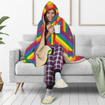 Abstract Rainbow LGBT Stripes Print Hooded Blanket