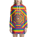 Abstract Rainbow LGBT Stripes Print Pullover Hoodie Dress