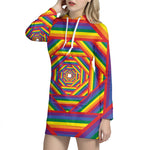 Abstract Rainbow LGBT Stripes Print Hoodie Dress