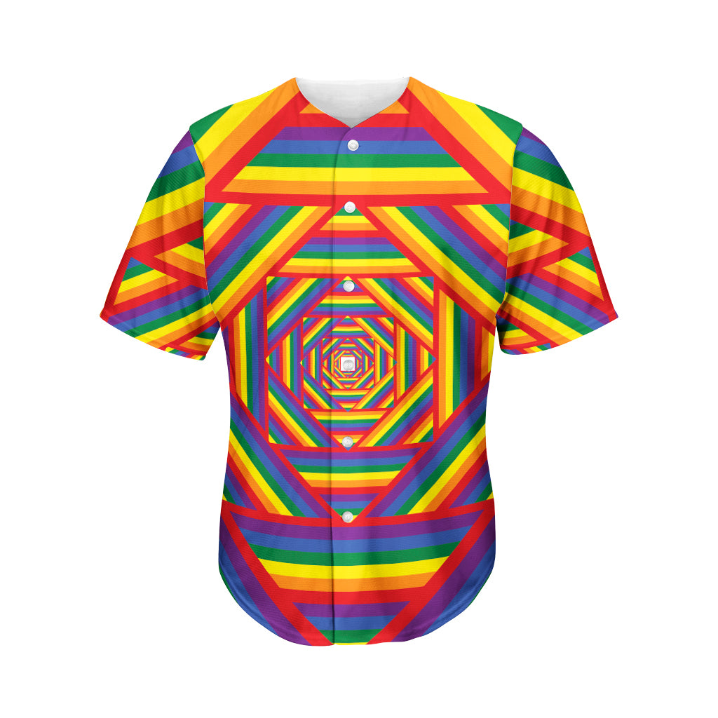 Abstract Rainbow LGBT Stripes Print Men's Baseball Jersey