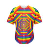 Abstract Rainbow LGBT Stripes Print Men's Baseball Jersey