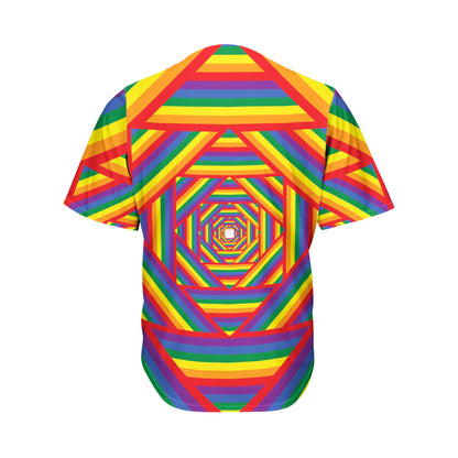 Abstract Rainbow LGBT Stripes Print Men's Baseball Jersey