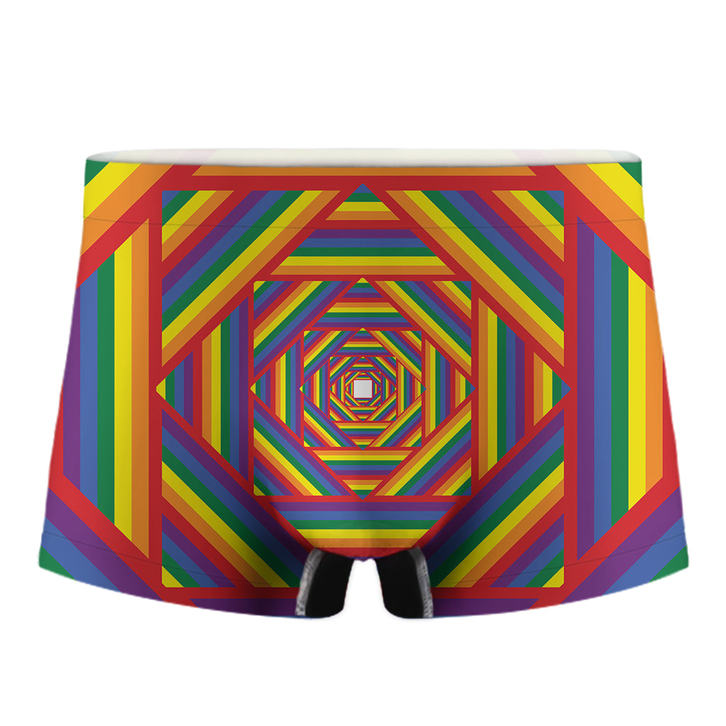 Abstract Rainbow LGBT Stripes Print Men's Boxer Briefs