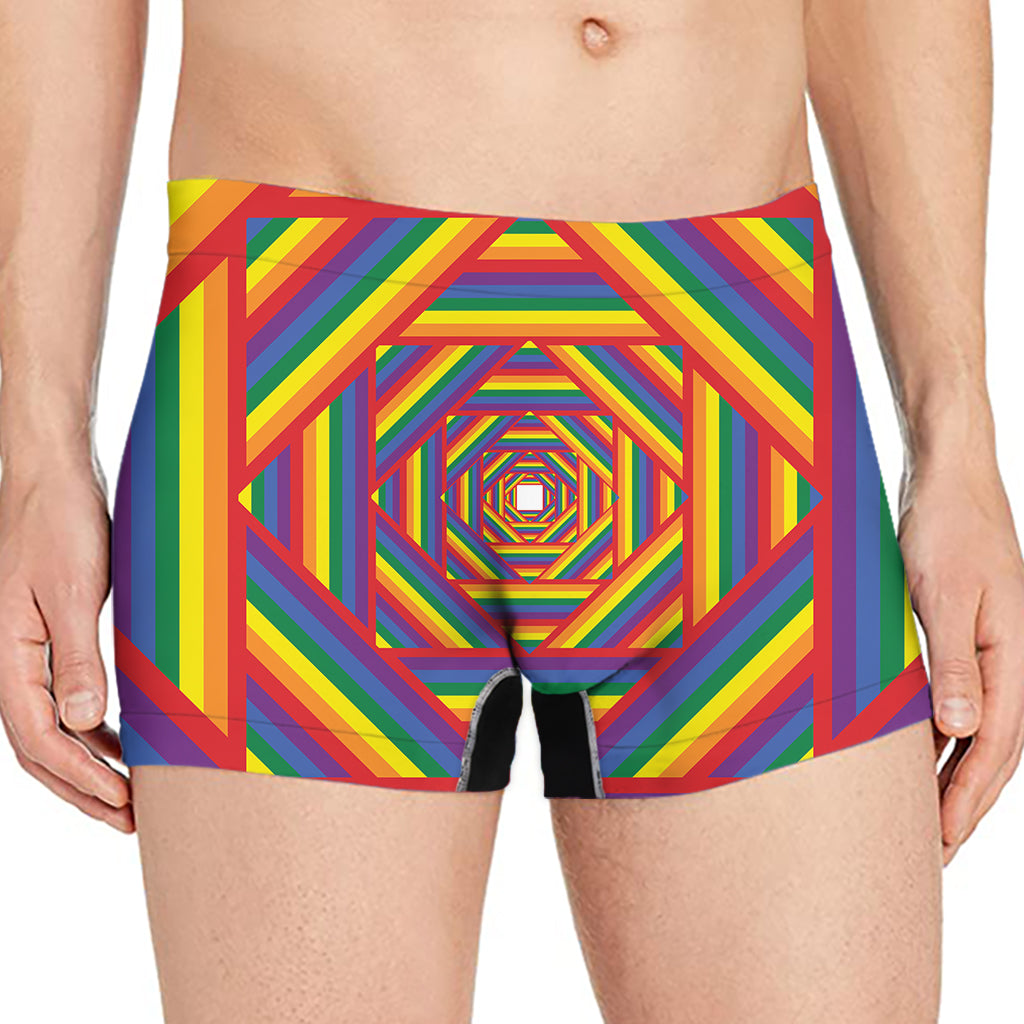 Abstract Rainbow LGBT Stripes Print Men's Boxer Briefs