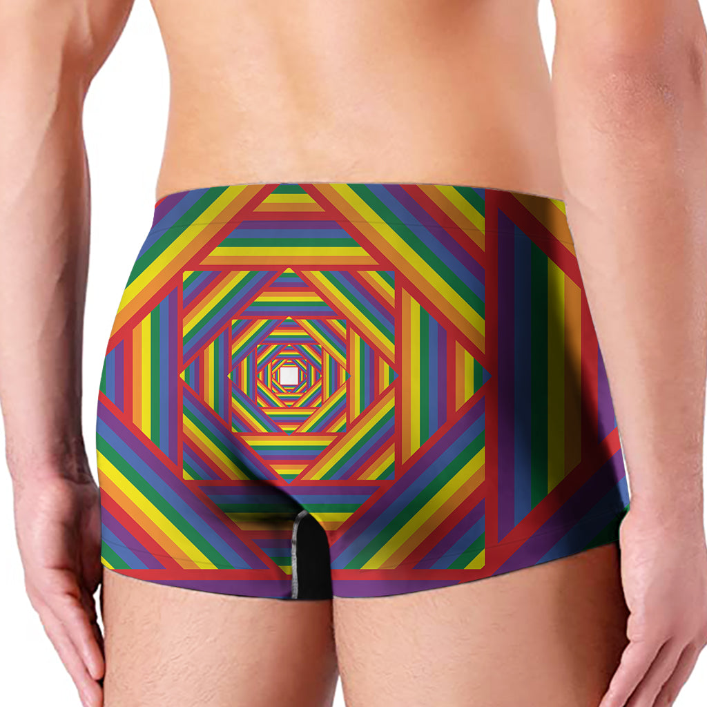 Abstract Rainbow LGBT Stripes Print Men's Boxer Briefs