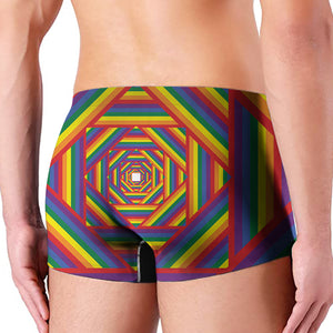 Abstract Rainbow LGBT Stripes Print Men's Boxer Briefs