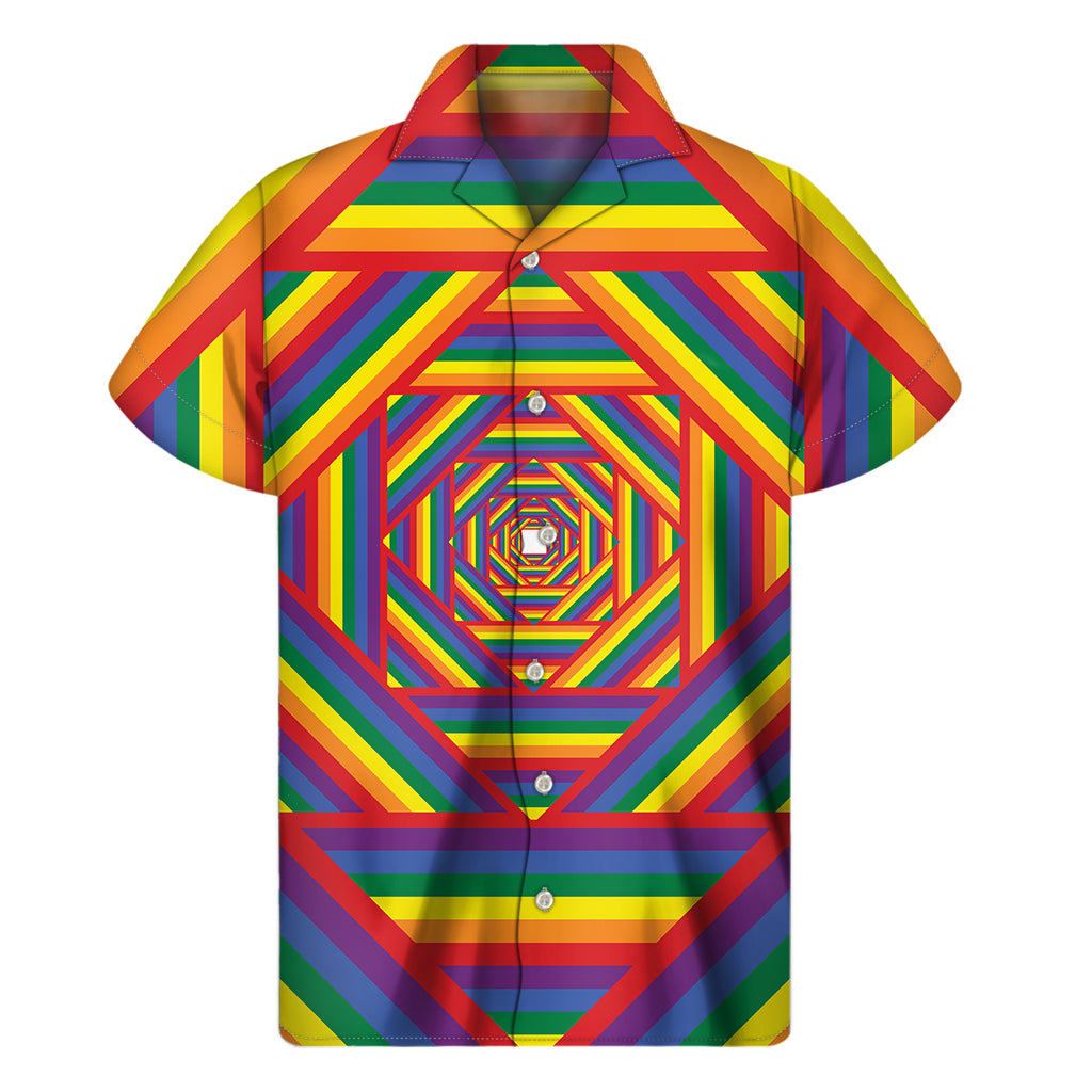 Abstract Rainbow LGBT Stripes Print Men's Short Sleeve Shirt