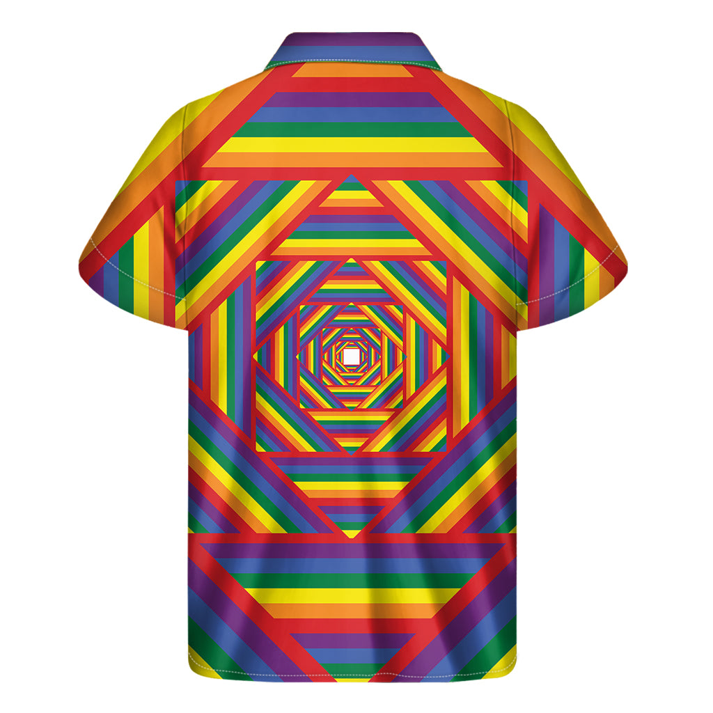 Abstract Rainbow LGBT Stripes Print Men's Short Sleeve Shirt