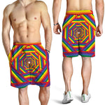 Abstract Rainbow LGBT Stripes Print Men's Shorts