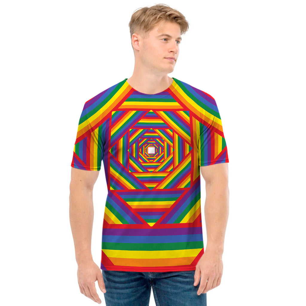 Abstract Rainbow LGBT Stripes Print Men's T-Shirt