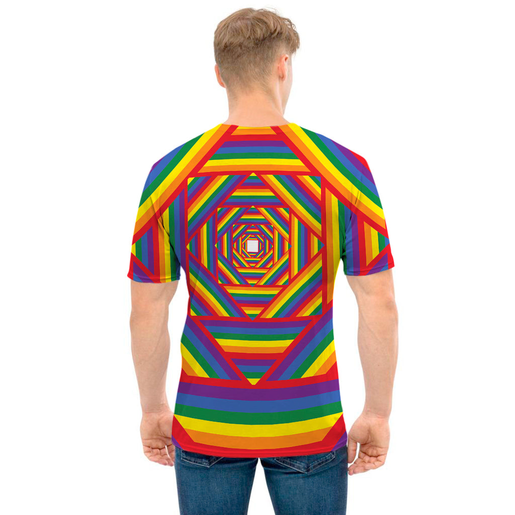 Abstract Rainbow LGBT Stripes Print Men's T-Shirt