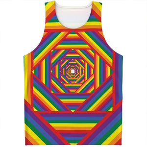 Abstract Rainbow LGBT Stripes Print Men's Tank Top