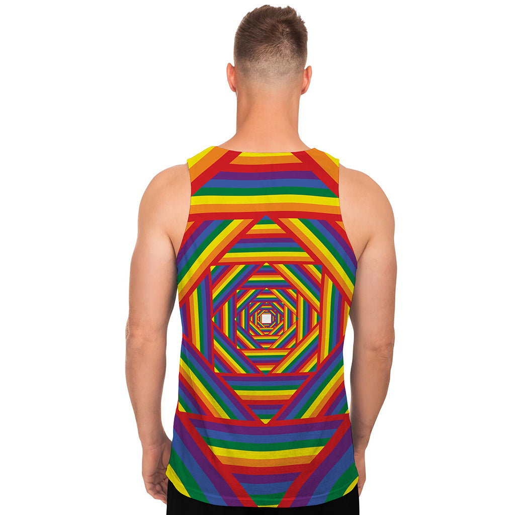 Abstract Rainbow LGBT Stripes Print Men's Tank Top