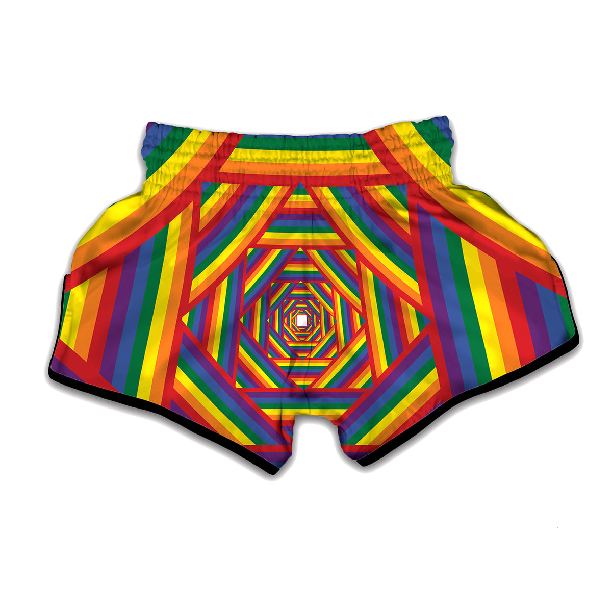 Abstract Rainbow LGBT Stripes Print Muay Thai Boxing Shorts