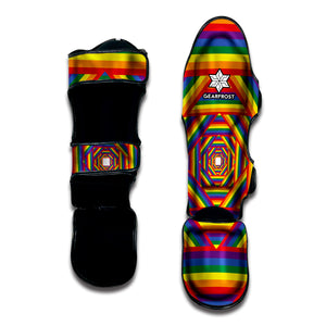 Abstract Rainbow LGBT Stripes Print Muay Thai Shin Guard