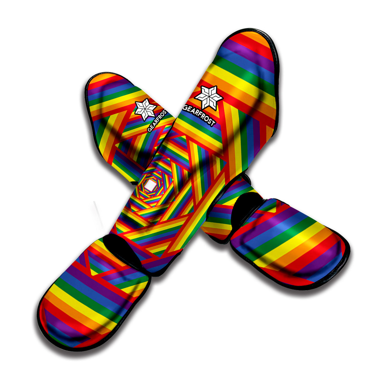 Abstract Rainbow LGBT Stripes Print Muay Thai Shin Guard