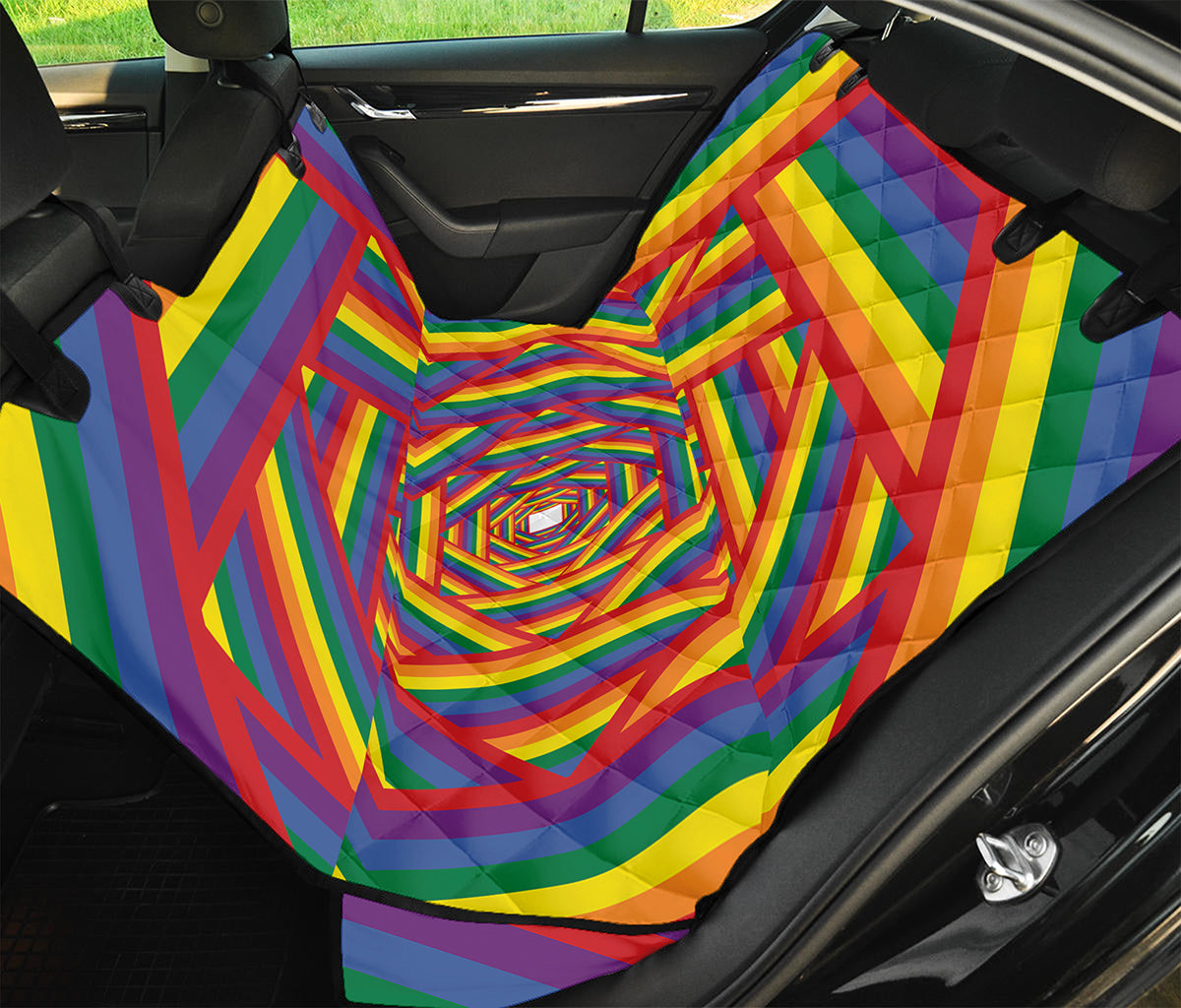 Abstract Rainbow LGBT Stripes Print Pet Car Back Seat Cover