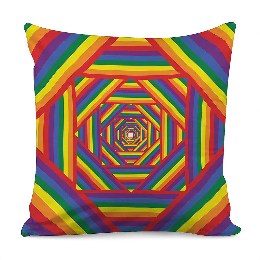 Abstract Rainbow LGBT Stripes Print Pillow Cover