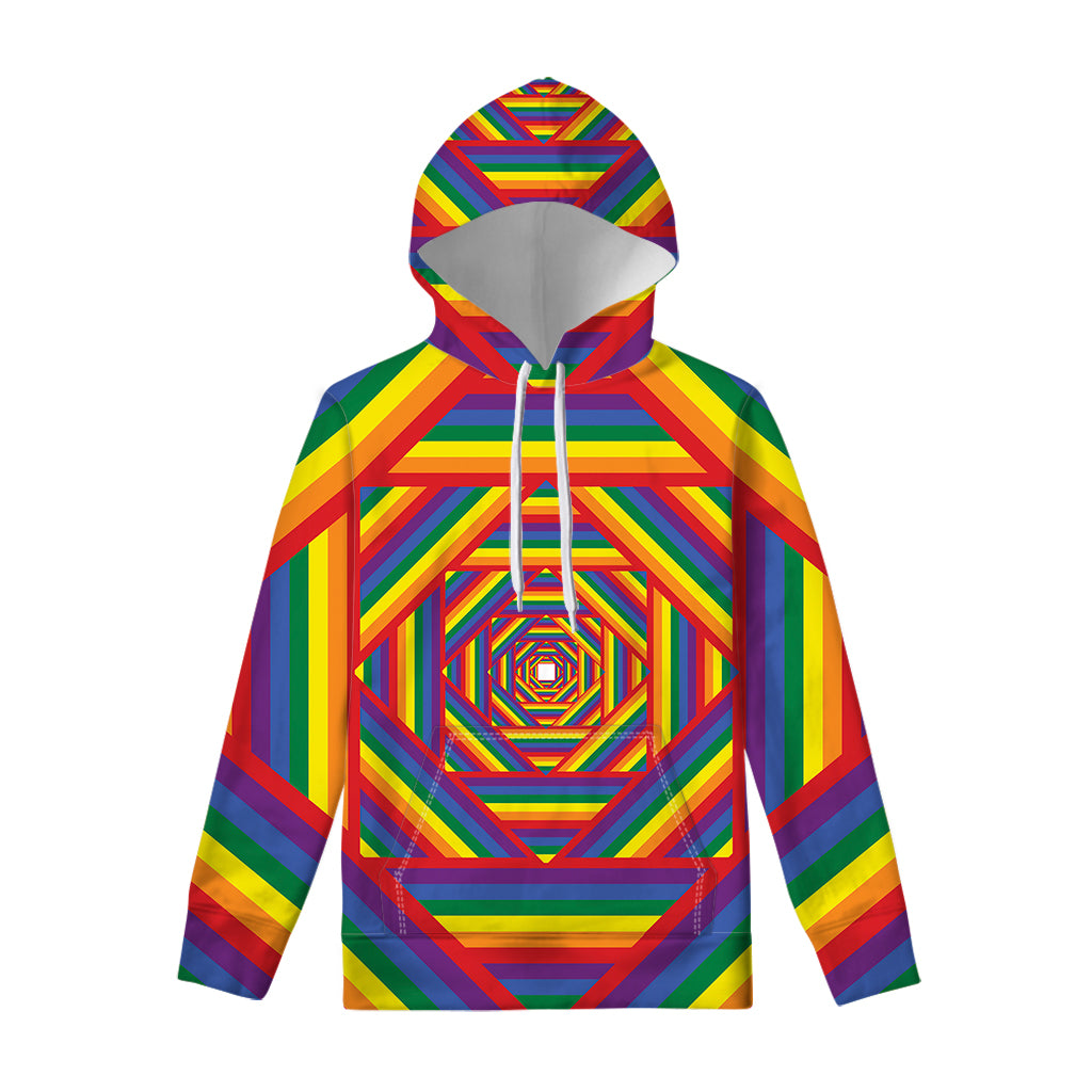 Abstract Rainbow LGBT Stripes Print Pullover Hoodie