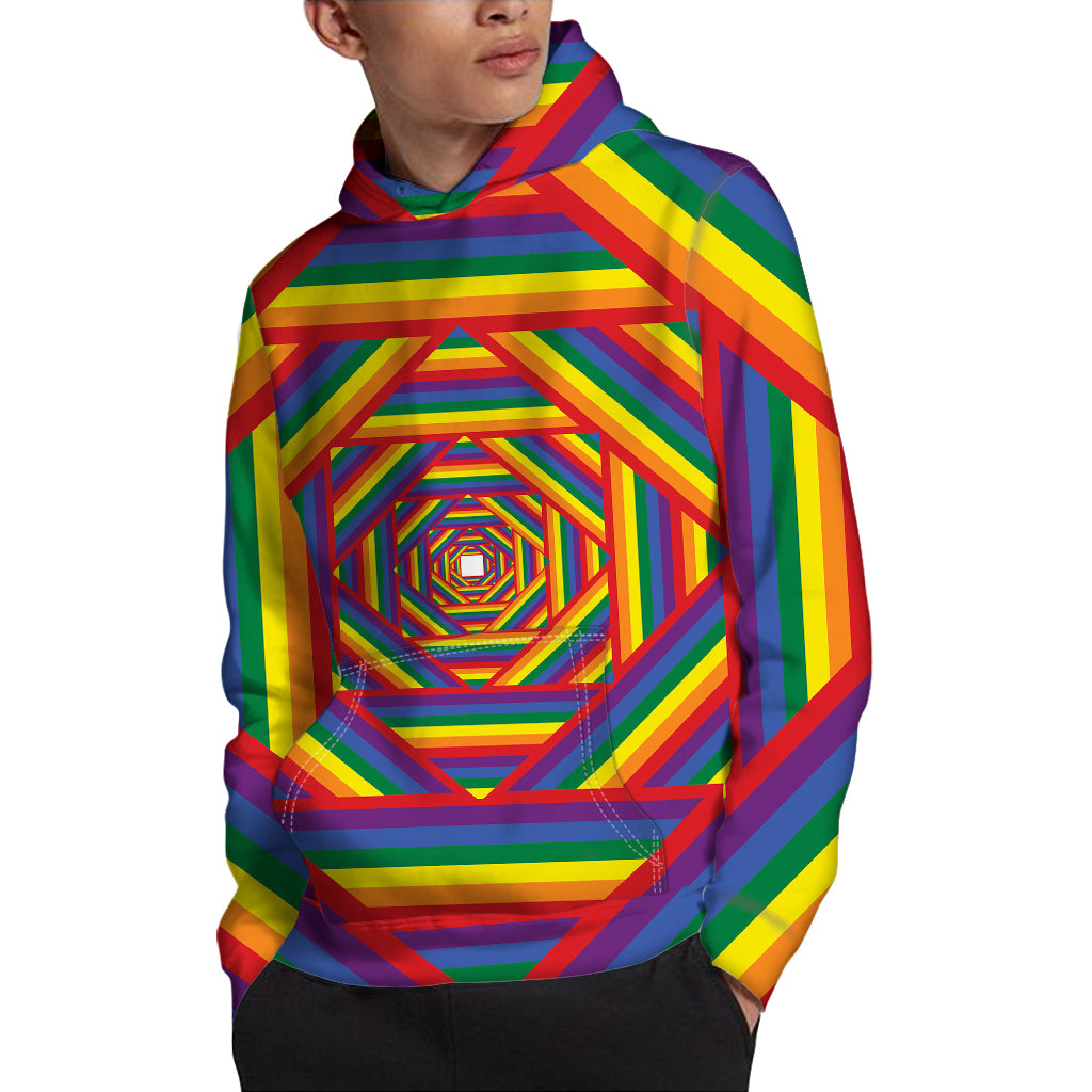 Abstract Rainbow LGBT Stripes Print Pullover Hoodie