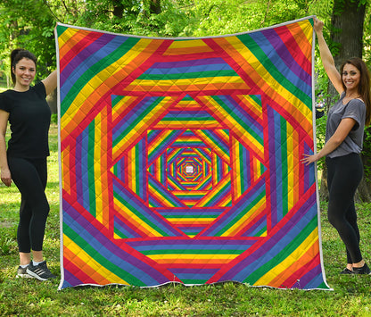 Abstract Rainbow LGBT Stripes Print Quilt