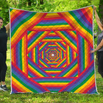 Abstract Rainbow LGBT Stripes Print Quilt