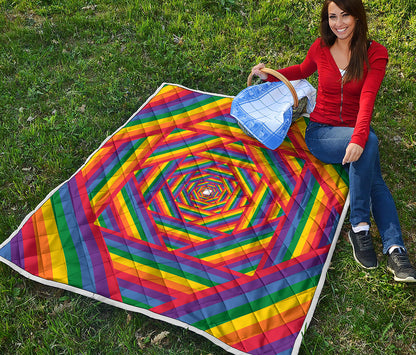 Abstract Rainbow LGBT Stripes Print Quilt