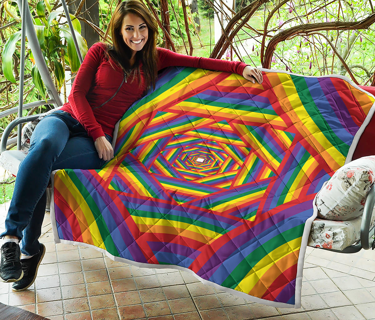 Abstract Rainbow LGBT Stripes Print Quilt
