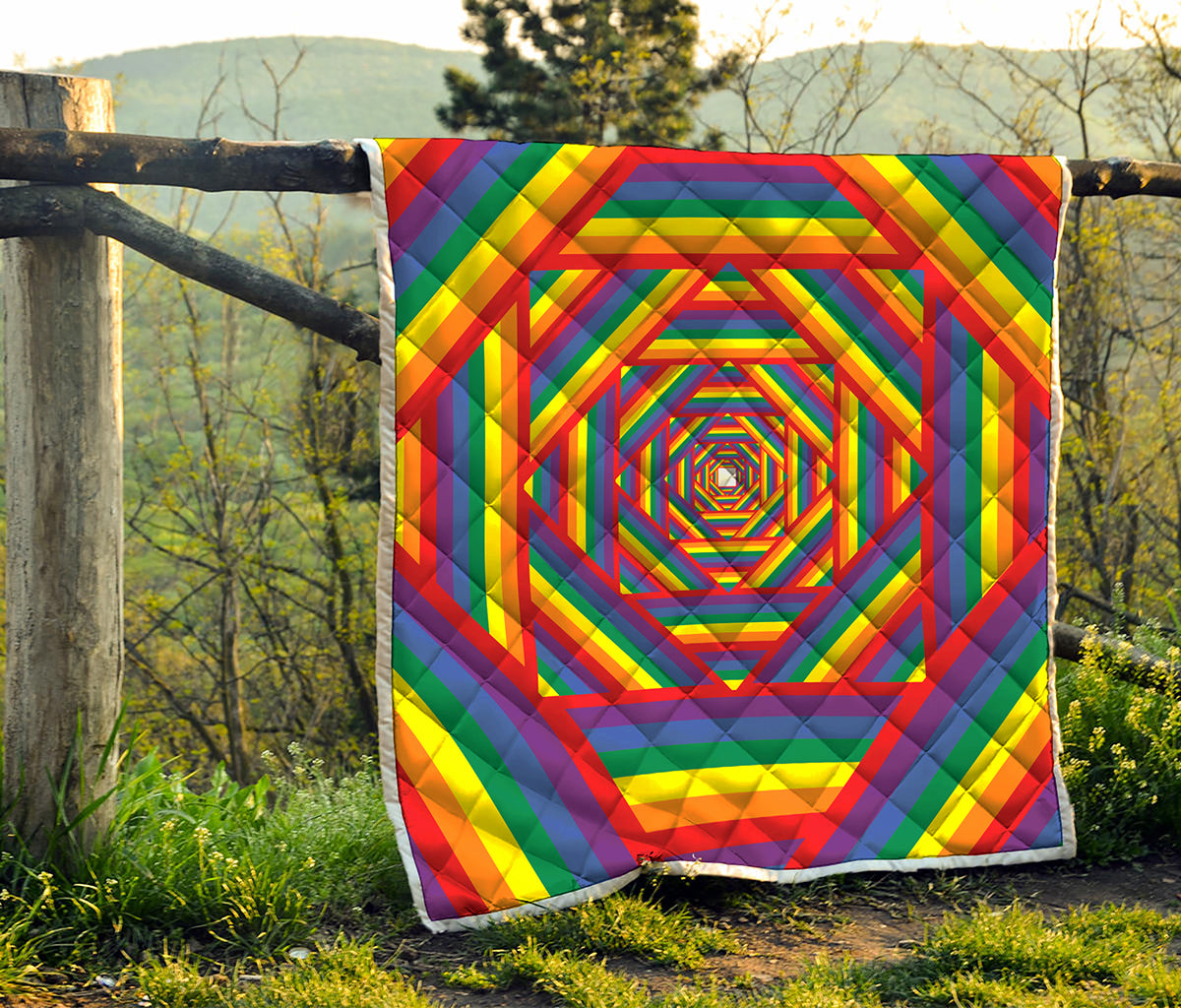 Abstract Rainbow LGBT Stripes Print Quilt