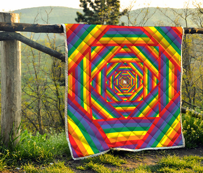 Abstract Rainbow LGBT Stripes Print Quilt