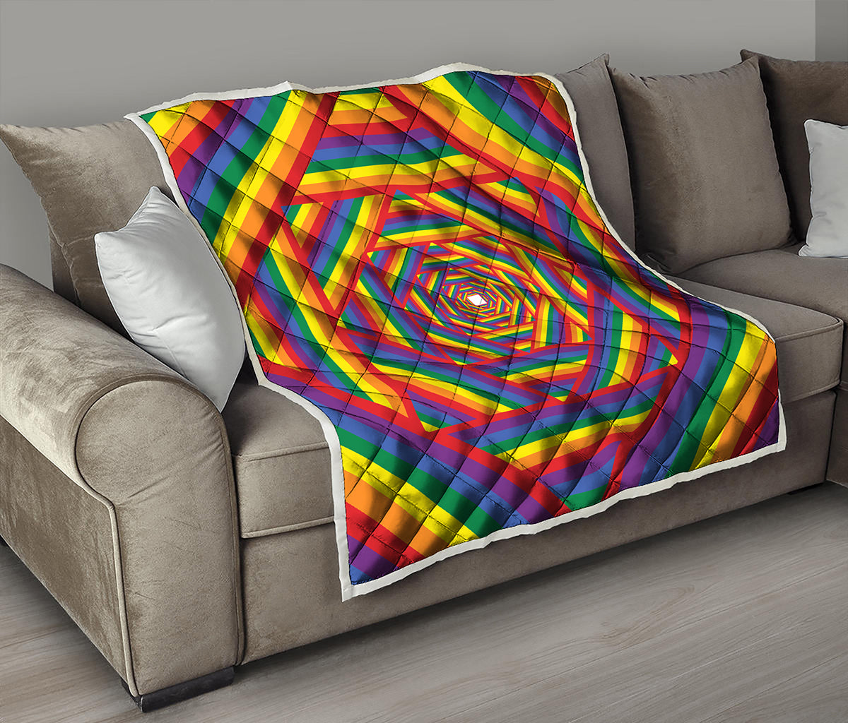 Abstract Rainbow LGBT Stripes Print Quilt