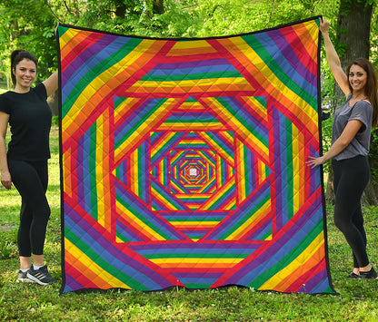 Abstract Rainbow LGBT Stripes Print Quilt