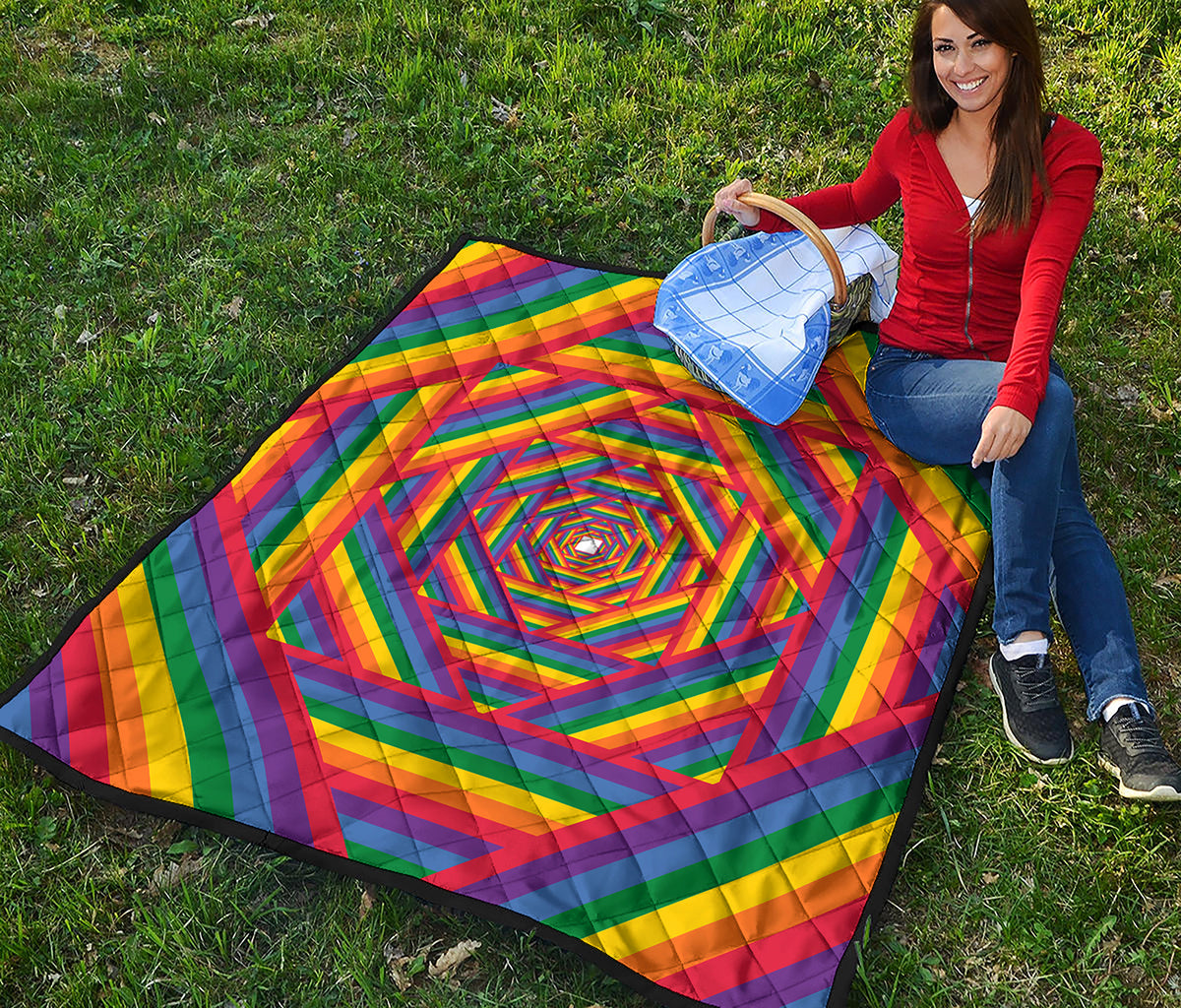 Abstract Rainbow LGBT Stripes Print Quilt