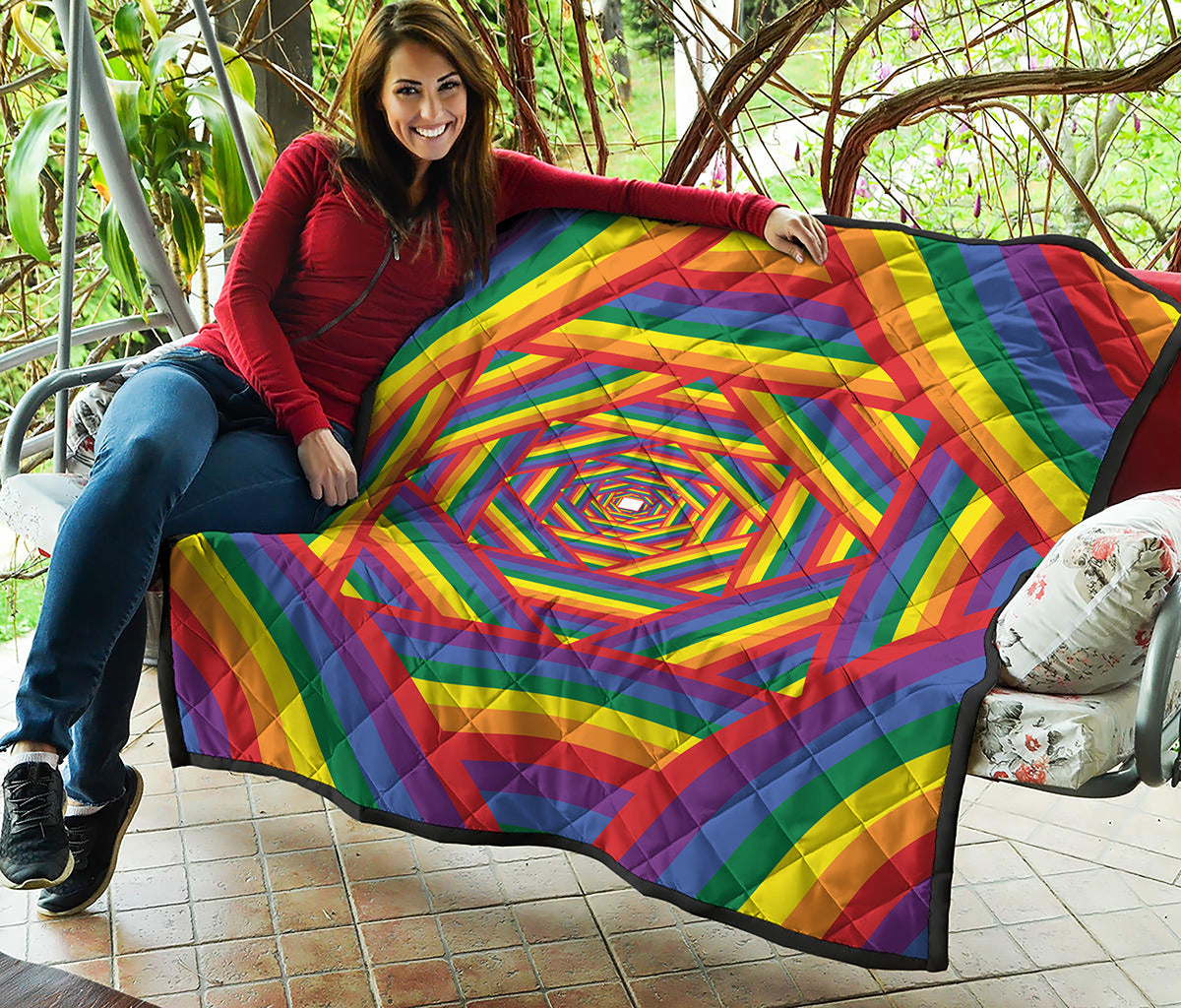 Abstract Rainbow LGBT Stripes Print Quilt