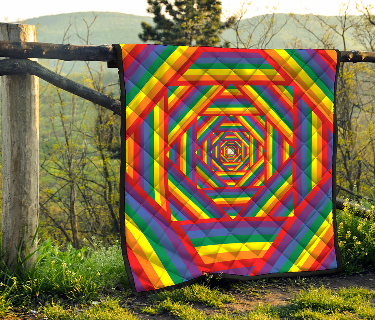 Abstract Rainbow LGBT Stripes Print Quilt