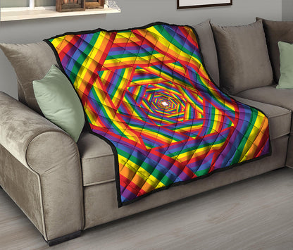 Abstract Rainbow LGBT Stripes Print Quilt