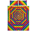 Abstract Rainbow LGBT Stripes Print Quilt Bed Set