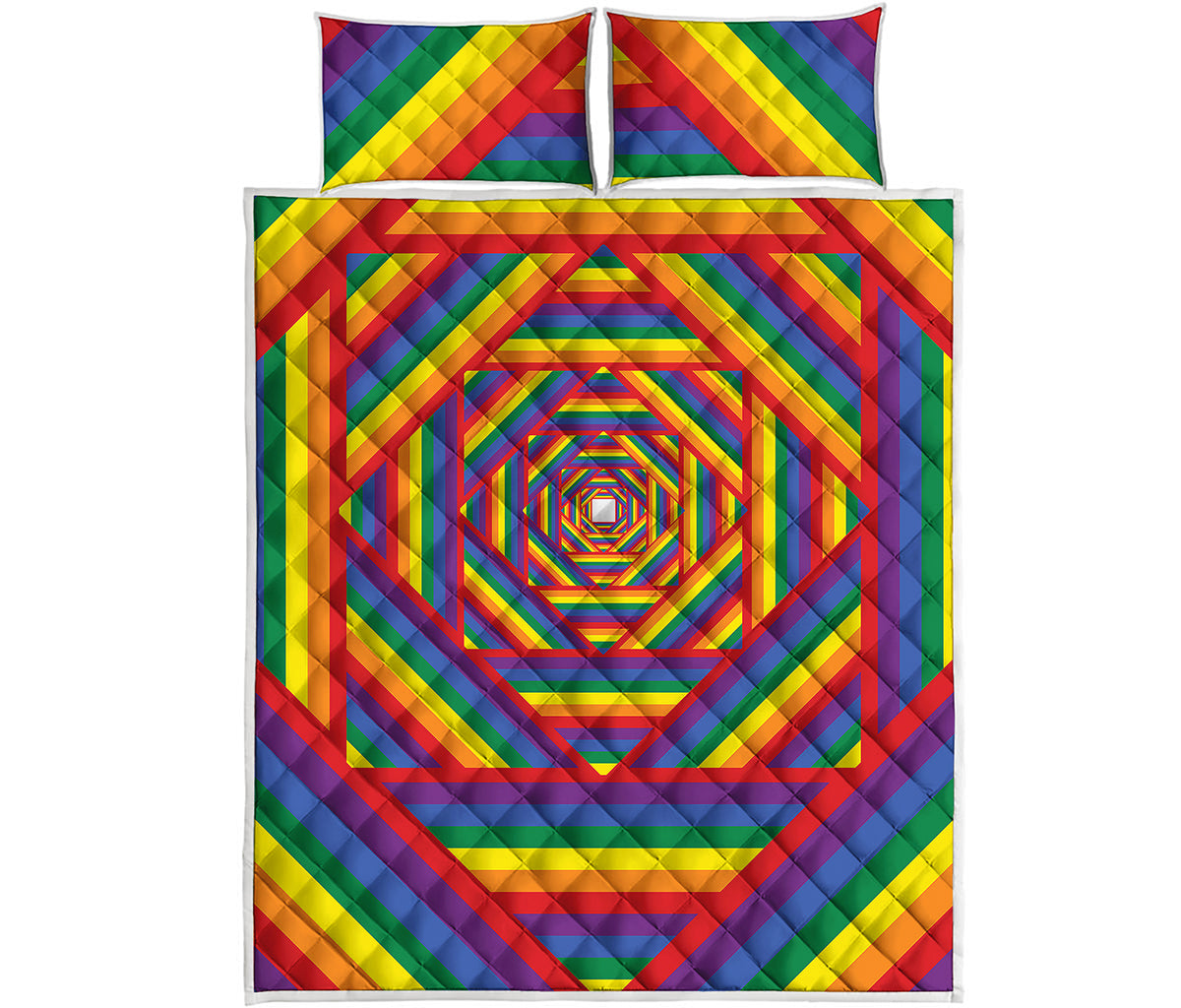 Abstract Rainbow LGBT Stripes Print Quilt Bed Set