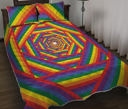 Abstract Rainbow LGBT Stripes Print Quilt Bed Set