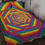 Abstract Rainbow LGBT Stripes Print Quilt Bed Set