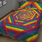 Abstract Rainbow LGBT Stripes Print Quilt Bed Set