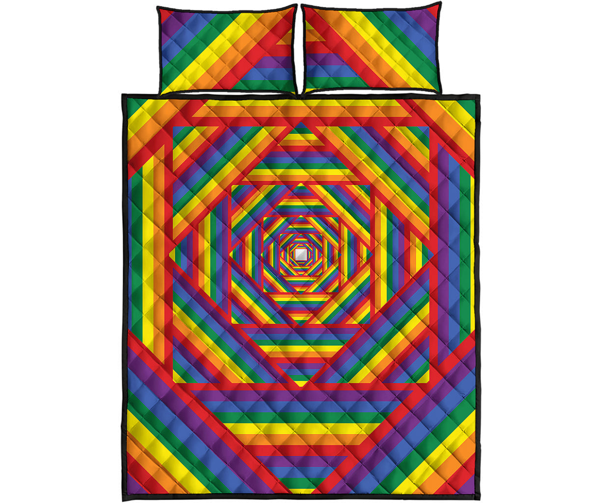 Abstract Rainbow LGBT Stripes Print Quilt Bed Set