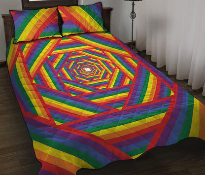 Abstract Rainbow LGBT Stripes Print Quilt Bed Set